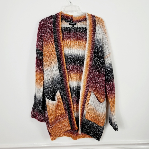 Express multicolor open sweater long cardigan - Picture 6 of 9